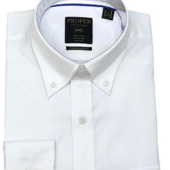 proper shirtings dress shirt Proper Black Cotton Twill Contemporary Fit Dress Shirt, 18 34/35 / Black
